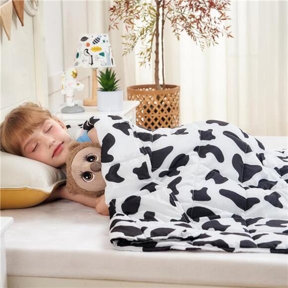 Weighted Blanket 5 Pounds Cooling Weighted Lap Blanket, Cow Print Heavy Blanket - Picture 6 of 14